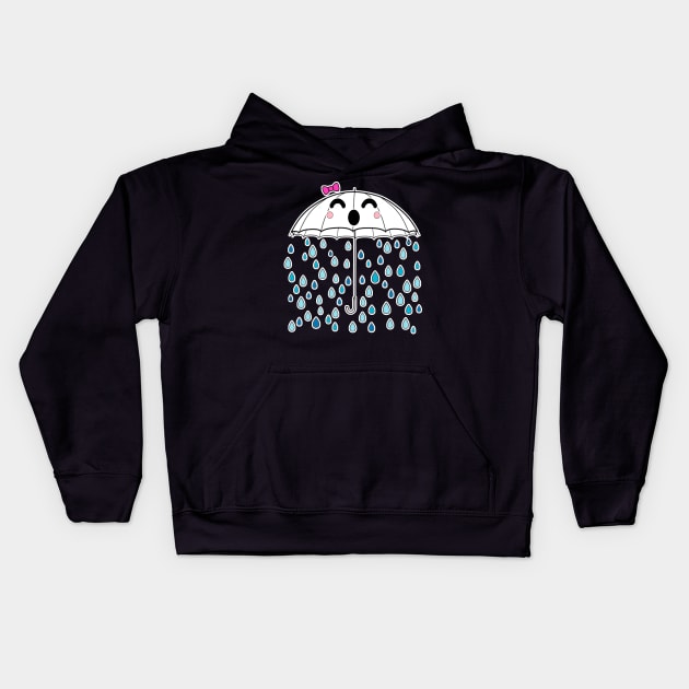 Kawaii Rainy Umbrella Kids Hoodie by aaallsmiles